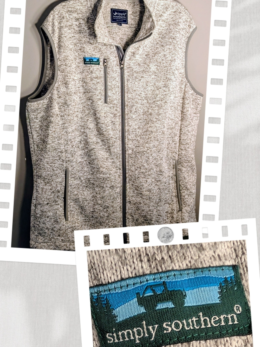 Simply Southern Women's Heathered Gray XXL Zip-Front Vest With "Jeep" Detail